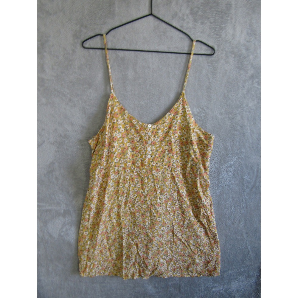 ARIZONA JEAN CO Floral Print Yellow Cami Tank Top Women's XXL Button Front